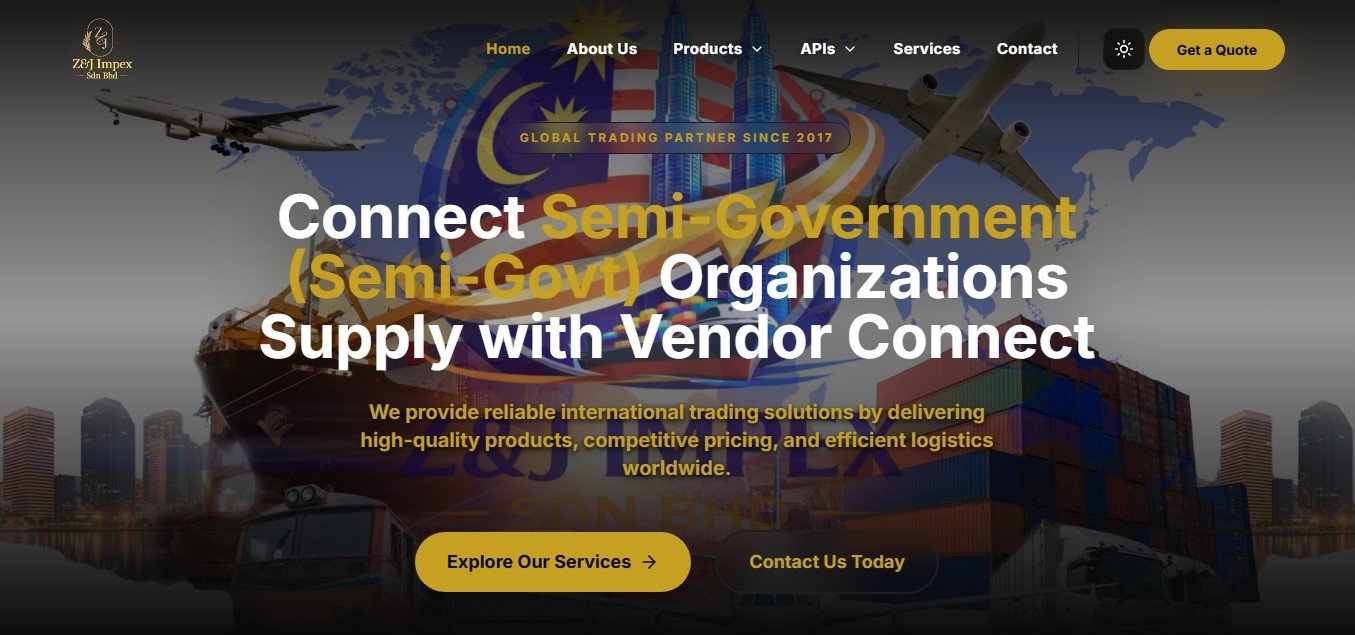Z&J Impex Global Sourcing Portal screenshot